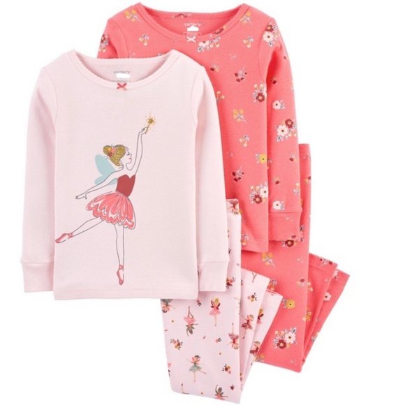 Carter's 4pc Baby Girl Pink-Purple Fairy Cotton Pajama Set main image 0